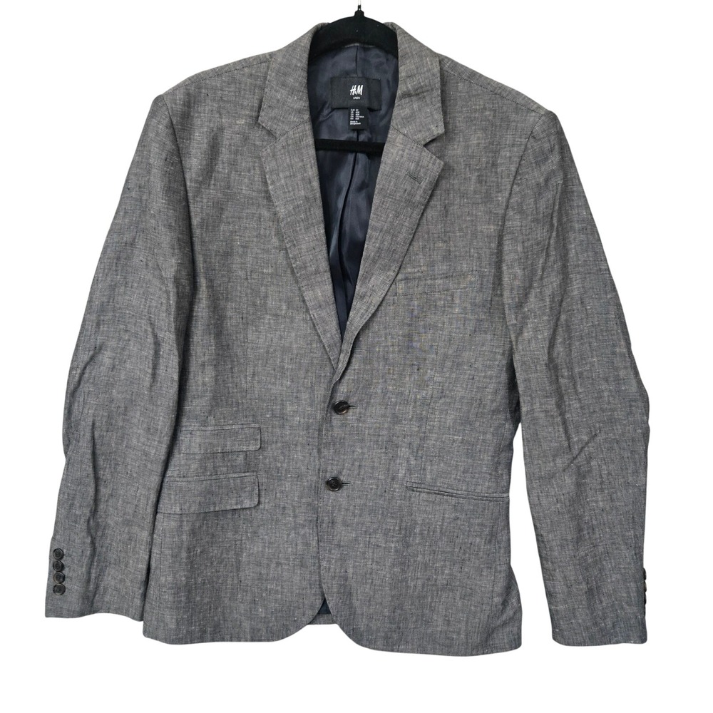 H&M Gray Linen-Blend Blazer